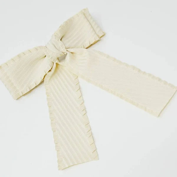 ELLISON + YOUNG: FRILLED AND TEXTURED DOUBLED BOW HAIR CLIP