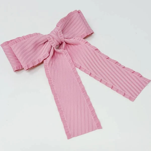 ELLISON + YOUNG: FRILLED AND TEXTURED DOUBLED BOW HAIR CLIP