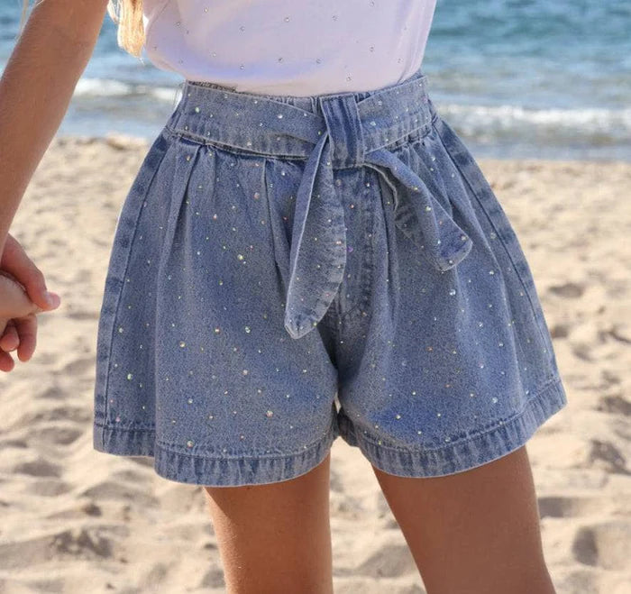 Lola and the Boys: Sparkle Bow Denim Short