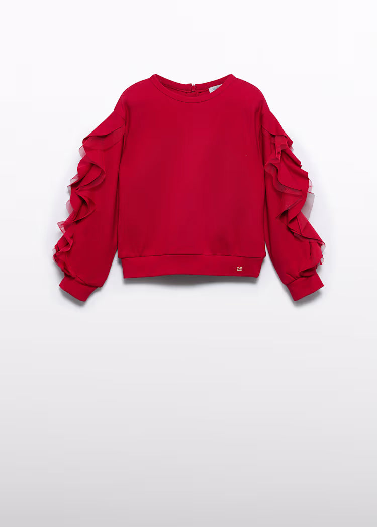 ABEL&LULA: GIRLS SWEATSHIRT WITH TULLE FRILL AND SKIRT