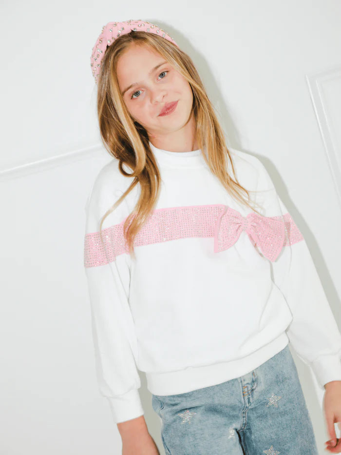 LOLA AND THE BOYS: CRYSTAL BOW SWEATER