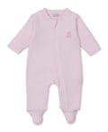 KISSY KISSY: PINK TEDDY BEAR TIME-JACQUARD FOOTIE W/ZIP