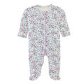 Baby Club Chic: Blush Floral Footie with Ruffles on Seat