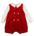 LULI & ME : DELUXE VELVET BOY ROMPER RED
