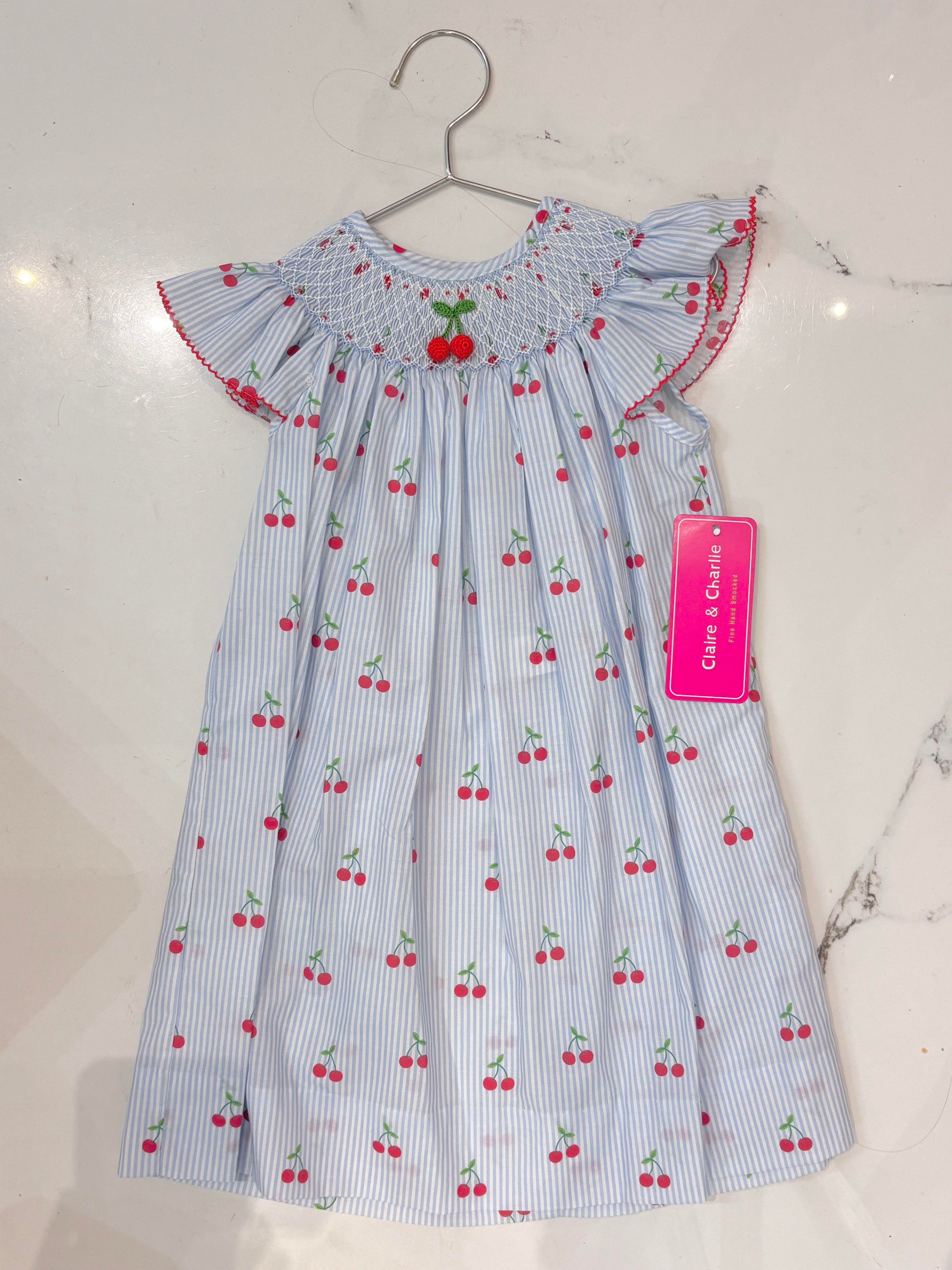 CLAIRE & CHARLIE : CHERRY PRINT - Bishop angel wing style