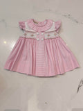 Marco & Lizzy Hand Smocked Pink Striped Baby Girl Dress
