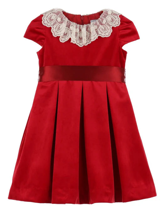 LULI & ME : DELUXE VELVET DRESS RED