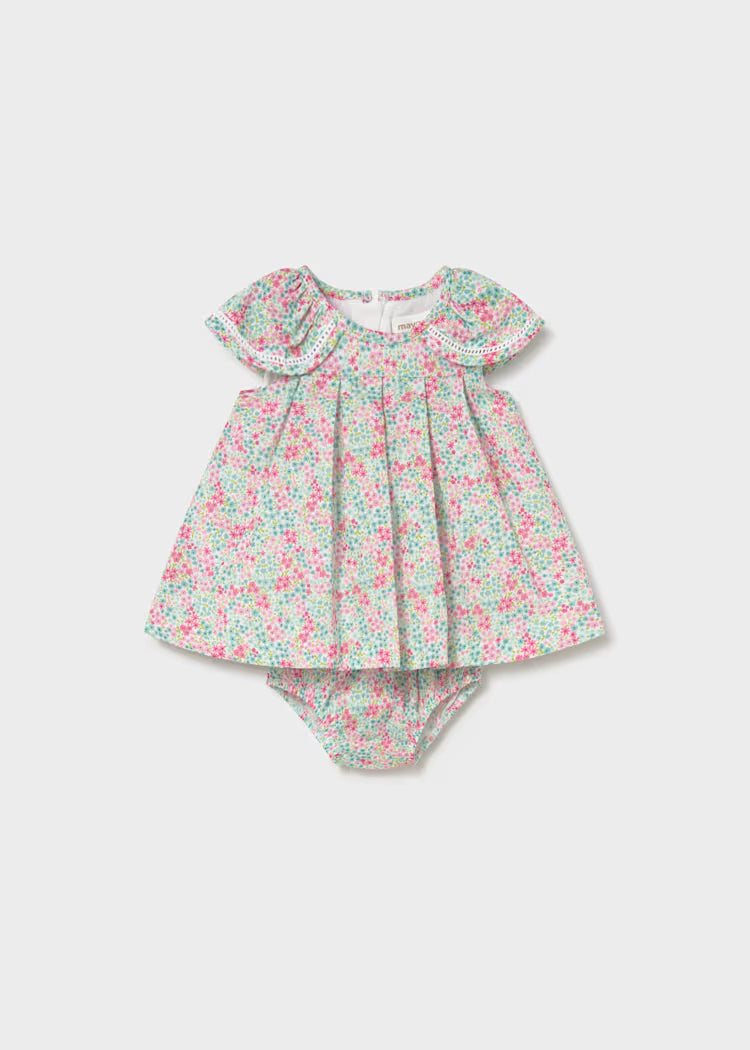 MAYORAL : Newborn Girl Printed Dress with Bloomers