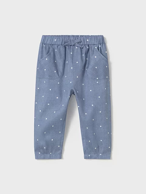 MAYORAL: GIRLS DENIM POLKA DOT PANTS